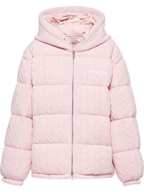 miu miu cable knit padded jacket|Miu Miu cable.